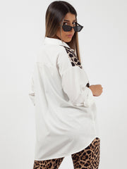 Leopard Print Patch Shirt Blouse