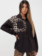 Leopard Print Patch Shirt Blouse
