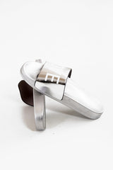 Love Print Patent Sliders