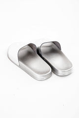 Love Print Patent Sliders