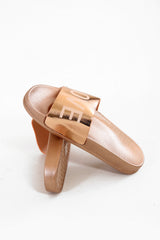 Love Print Patent Sliders