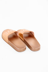 Love Print Patent Sliders