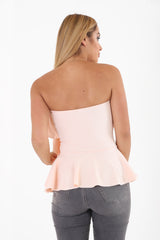 Frill Detail Bandeau Peplum Top