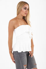 Frill Detail Bandeau Peplum Top