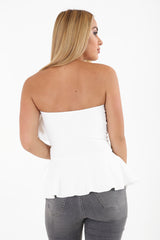 Frill Detail Bandeau Peplum Top