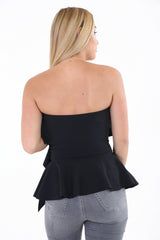 Frill Detail Bandeau Peplum Top