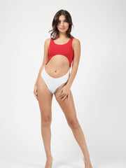 Contrast Colour Block Cut Out Swimsuit Bodysuit