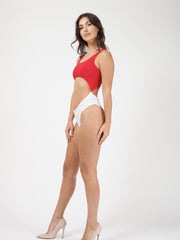 Contrast Colour Block Cut Out Swimsuit Bodysuit
