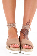 Faux Wildleder Schnürung Espadrilles