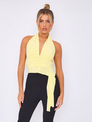 Slinky Halter Neck Crop Top With Frill Detail