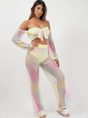 Multi Fishnet Tit Top Top & Trouser Coord