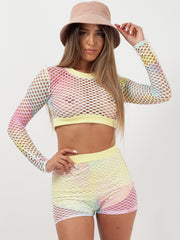 Multi-Crochet Crop Top & Shorts Coord