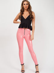 Leggings de vinilo frontal de Olivia Rosie y Emily Zip delantero