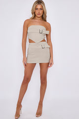 Buckle Detail Bandeau Crop Top & Mini Skirt Co-ord