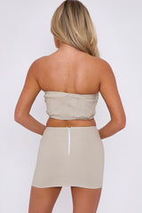 Buckle Detail Bandeau Crop Top & Mini Skirt Co-ord