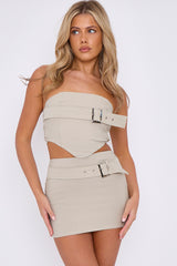 Buckle Detail Bandeau Crop Top & Mini Skirt Co-ord