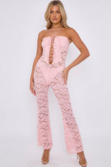 Lace Detail Bandeau Corset Jumpsuit