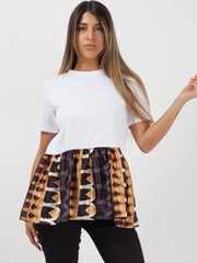 Tribal Print Frill Hem Top