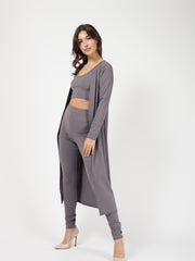Longline Ribbed Open Cardigan