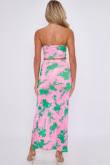 Floral Bandeau Crop Top & Twist Knot Maxi Skirt Coord