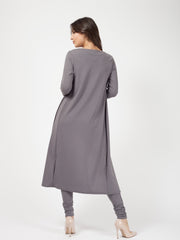 Longline Ribbed Open Cardigan