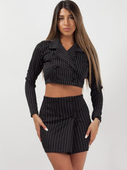 Striped Crop Jacket & Skirt Co-ord