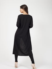 Longline Ribbed Open Cardigan