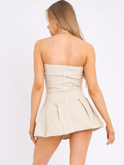 Bandeau Buckle Detail Pleated Mini Skort Dress