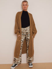 Balloon Sleeves Knitted Open Cardigan