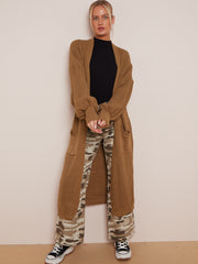 Balloon Sleeves Knitted Open Cardigan