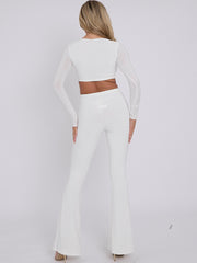Cut Out Twist Front Crop Top & Flared Trouser Co-ord