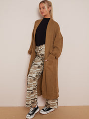 Balloon Sleeves Knitted Open Cardigan