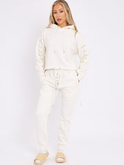 Eyelet Lace Up Detail Hoodie & Jogger Fleece Co-ord