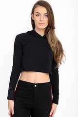 Striped Sleeves Cropped Hoodie