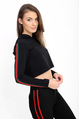 Striped Sleeves Cropped Hoodie