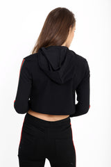 Striped Sleeves Cropped Hoodie