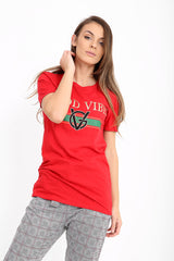 Good Vibes Slogan Printed T Shirt