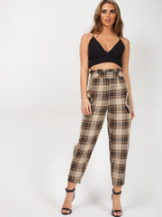 Checked Paper Bag Waist Trousers