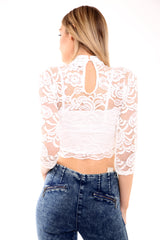 Floral Lace Choker Neck Crop Top