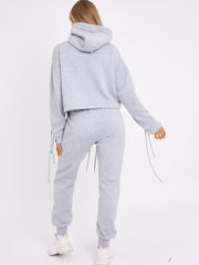 Eyelet Lace Up Detail Hoodie & Jogger Fleece Co-ord