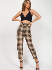 Checked Paper Bag Waist Trousers