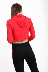 Striped Sleeves Cropped Hoodie