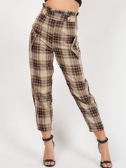 Checked Paper Bag Waist Trousers