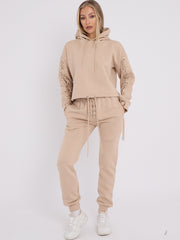 Eyelet Lace Up Detail Hoodie & Jogger Fleece Co-ord