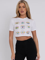 Eye Graphic Printed Crop Top