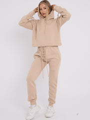 Eyelet Lace Up Detail Hoodie & Jogger Fleece Co-ord