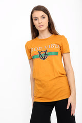 Good Vibes Slogan Printed T Shirt