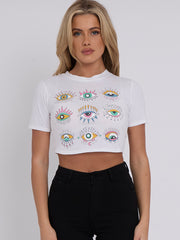 Eye Graphic Printed Crop Top