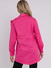 Bow Detail Oversized Buttoned Mini Shirt Dress