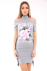 Vestido de camiseta con cuello de gargantilla de encaje "imprudente"